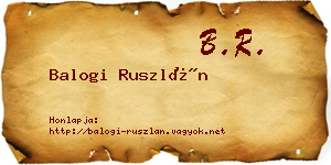 Balogi Ruszlán névjegykártya
